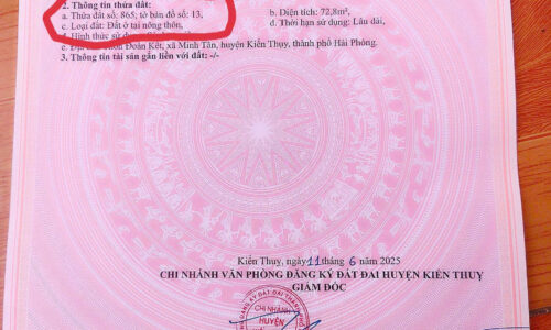 Bán 72,8m đất, Mặt tiền 4,5m Tại  Minh Tân Kiến Thụy Hải Phòng