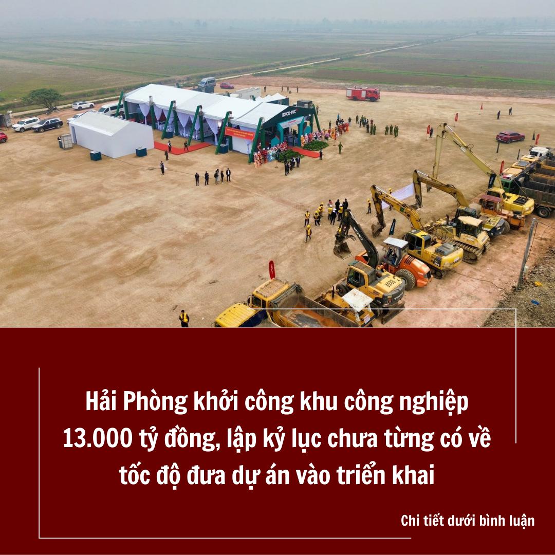 Hải Phòng khởi công khu công nghiệp Tiên Lãng 13.000 tỷ đồng lập kỷ lục chưa từng có về tốc độ đưa dự án vào triển khai